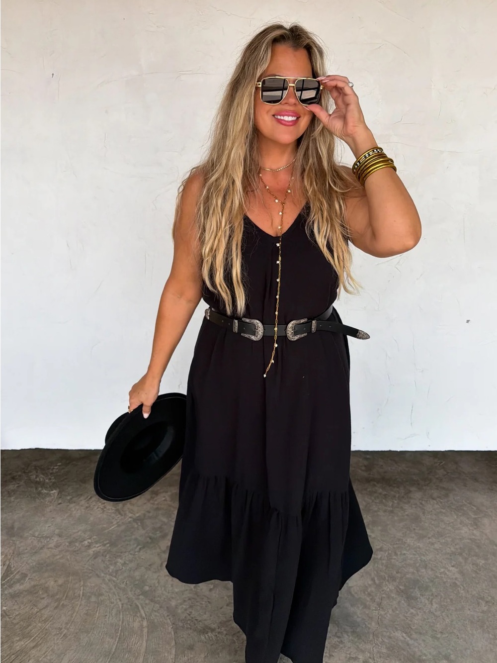 NWT 100% Cotton Sleeveless V-Neck Black Maxi Dress
